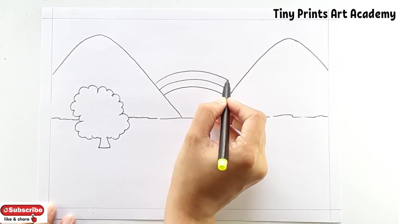 Draw Easy Rainbow Scenery/Drawing Easy Scenery with Rainbow
