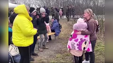 Heartwarming moment Ukrainian mother reunites with children at Hungary-Ukraine border