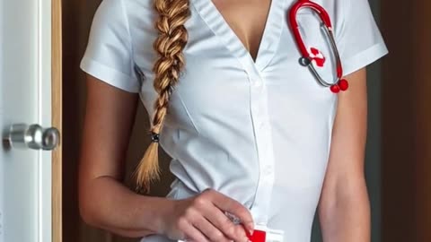 Beautiful Nurse Girls _ Stylish Mini Dresses _ Medical Uniforms _ Latex & Cross Red Short Stockings