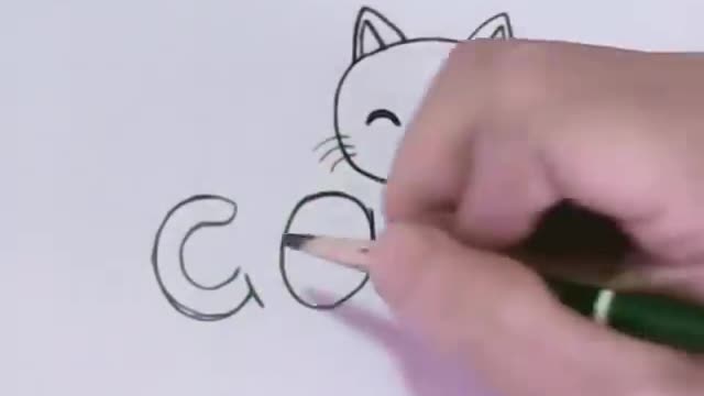 Very Easy! How to turn Words Cat Into a Cartoon Cat. (Wordtoons) learning step by step for kid