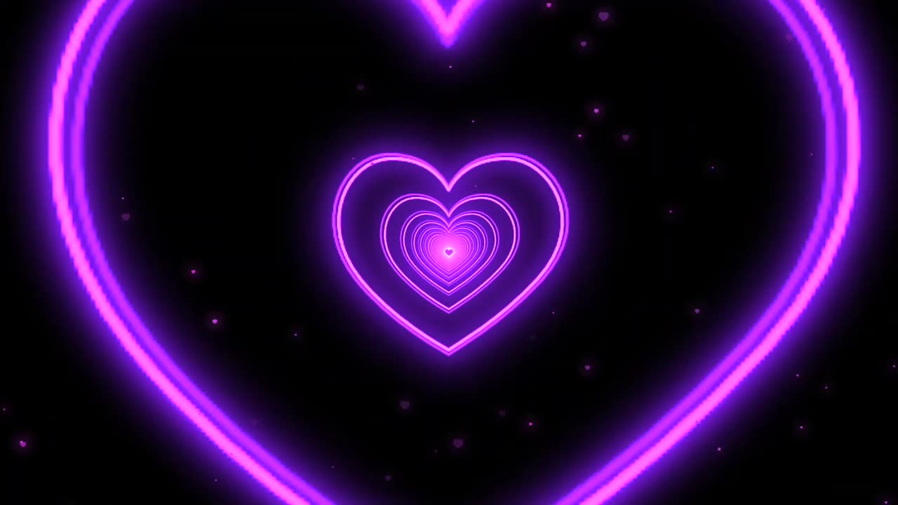 114. Heart Tunnel💜Purple Heart Background Neon Heart Background Video
