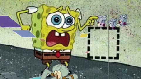 Squidward Is Playing With Tiles While SpongeBob Draws A Square