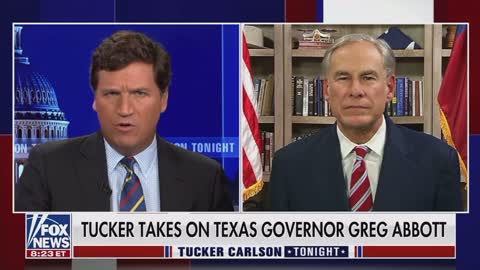 Tucker gets a little red faced talking to Governor Greg Abbott.