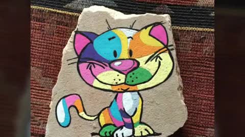 unique DIY handmade stone rock painting ideas