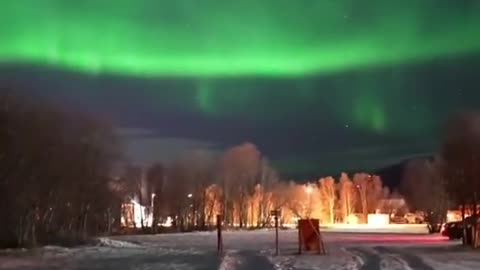 Dancing sky above the small town Sørkjosen in Nordreisa, Norway #shorts