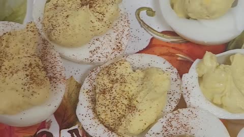 Easy piped deviled eggs