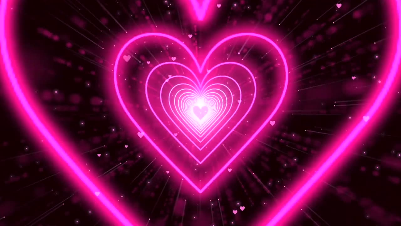 143. 💗Pink Heart Background Neon Lights Love Heart Tunnel Loop