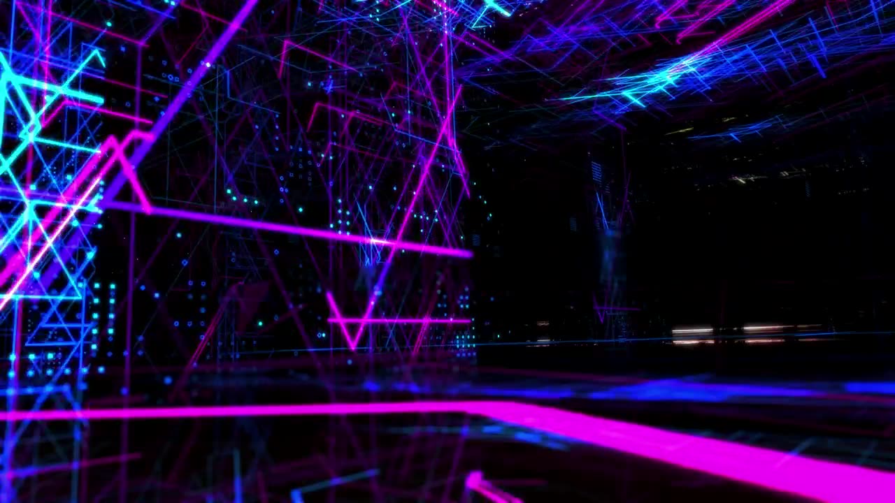 Flashing neon lights, 3D world