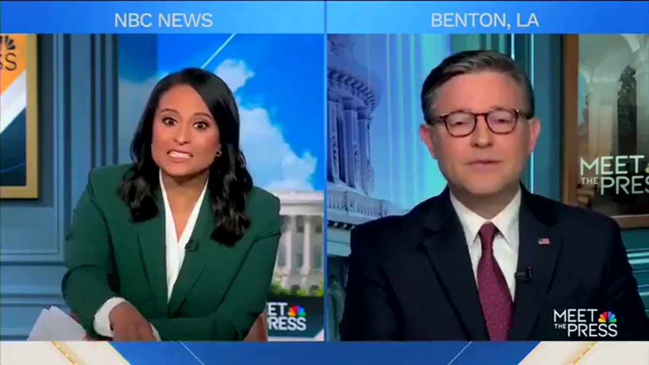 Mike Johnson fact-checks NBC anchor's fake "fact check" live on the air