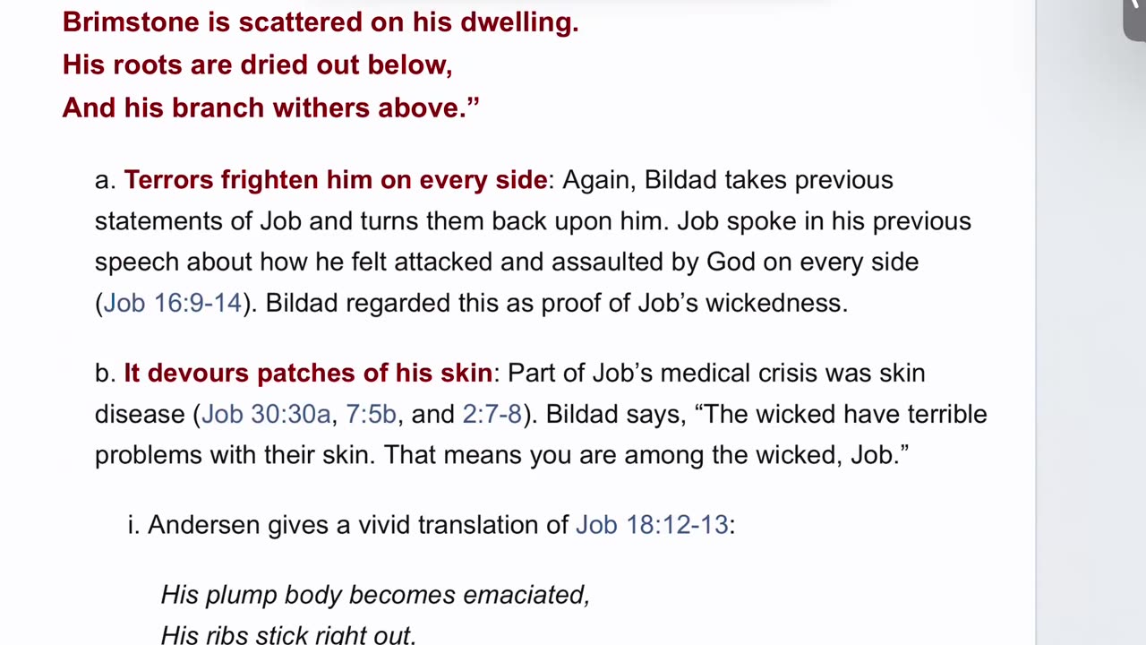 JOB 18 - "Bildad Speaks of the Ungodly"- "Bildad and Job Exchange Insults"