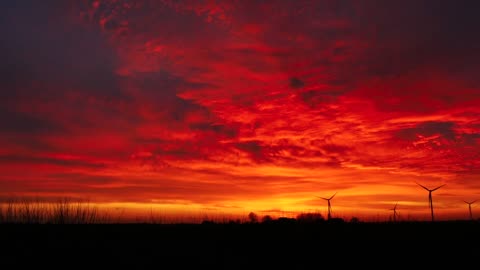 beautiful View Of Sunset With orange sky