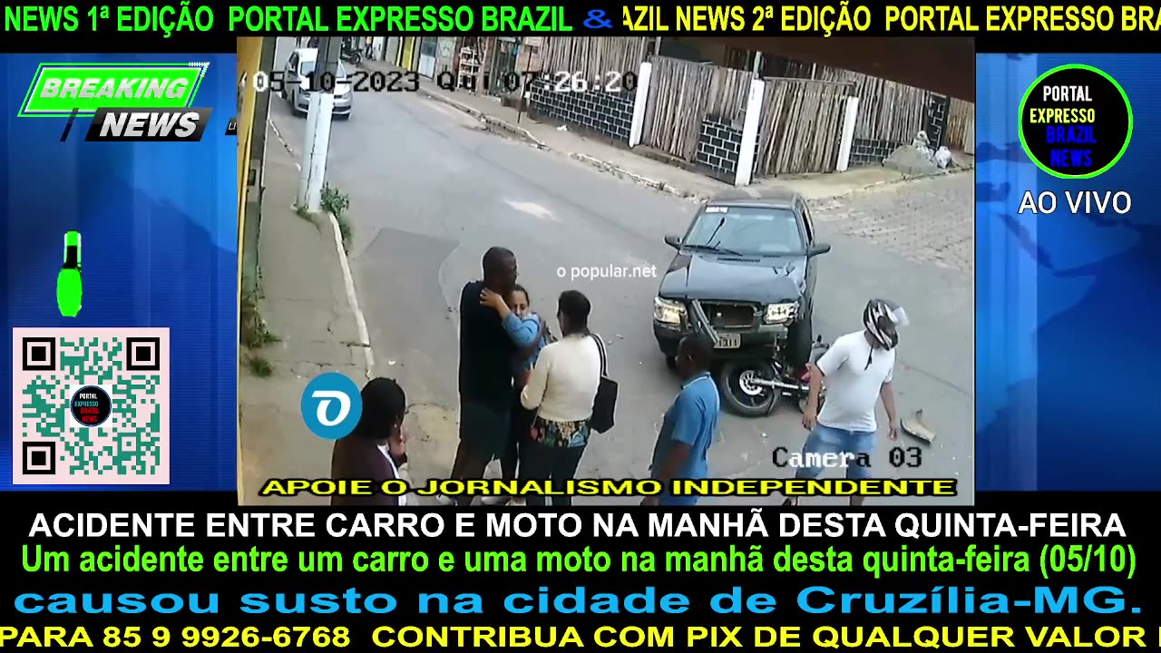 ACIDENTE ENTRE CARRO E MOTO NA MANHÃ DESTA QUINTA-FEIRA EM CRUZÍLIA-MG.