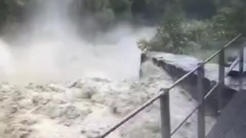 Mass #flooding due to heavy rain in Zermatt of #Wisp, #Switzerland, 21June 2024