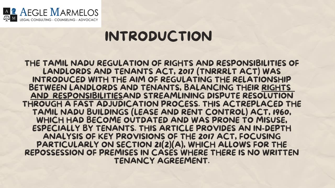 The Tamil Nadu Regulation of Rights and Responsibilities