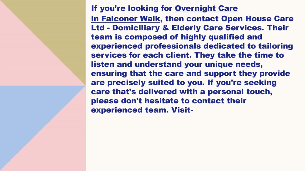 Best Overnight Care in Falconer Walk