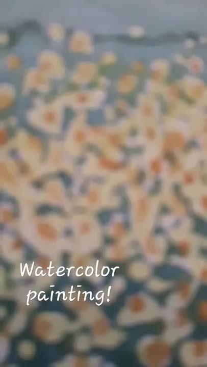 Serene Watercolor Painting - Golden Field of Flowers