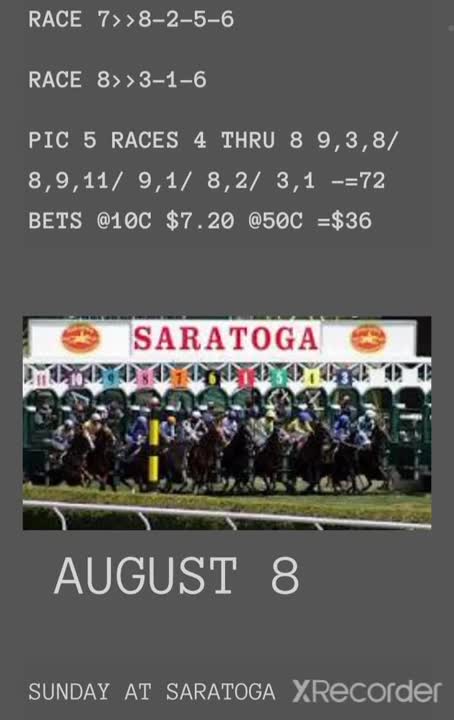 Saratoga and DelMar Horseracing Plays August 13