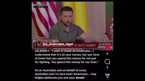 Zelensky wants to thank you not just for war money but everything in their lives money