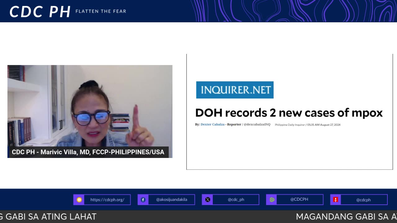 Dr. Marivic Villa commented on the DOH report of two MPOX cases. | CDC PH - 083124