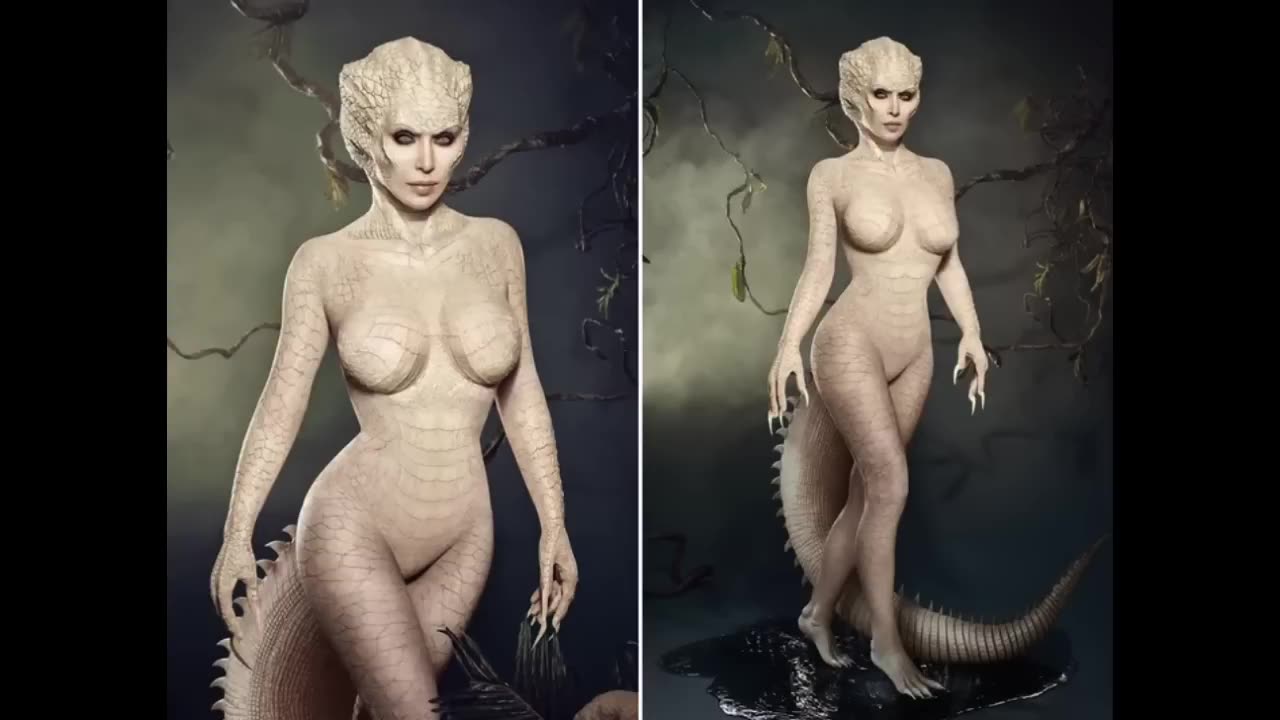 KIM KARDASHIAN REMOVES THE COSTUME AND REVEALS IT'S TRUE REPTILIAN SELF!