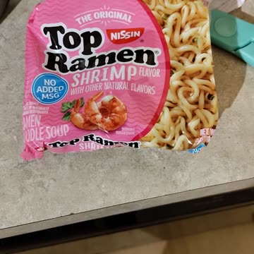Eating Nissin Top Ramen Shrimp Flavor, Dbn, MI, 8/3/23