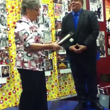 Swede Johnson's daughter accepting his induction into Clown Hall of Fame