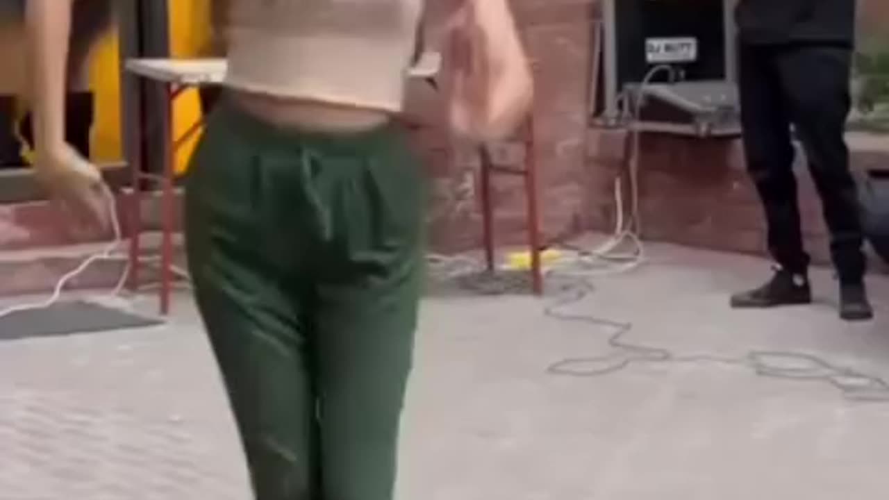 Girl dancing in college