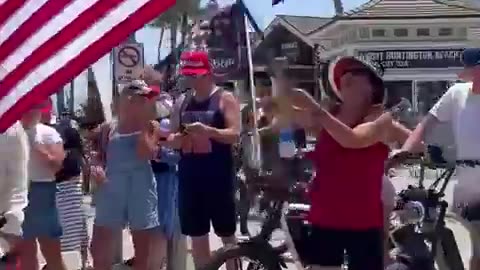 TRUMP SUPPORTERS RALLY IN HUNTINGTON BEACH, CALIFORNIA