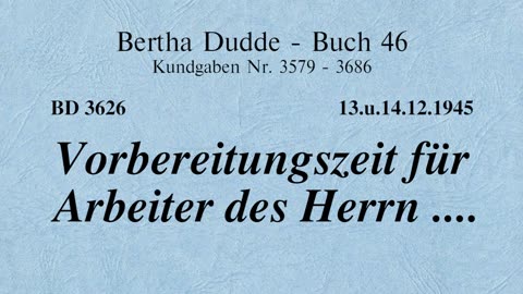 BD 3626 - VORBEREITUNGSZEIT FÜR ARBEITER DES HERRN ....