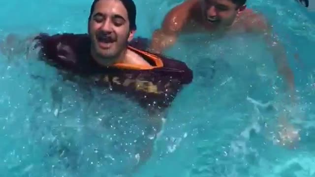 Guy flips on cow floaty almost drowns