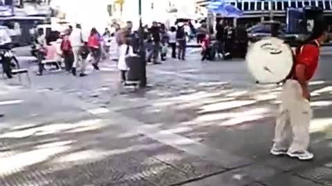 Dancer and drummer in Montevideo, Uruguay