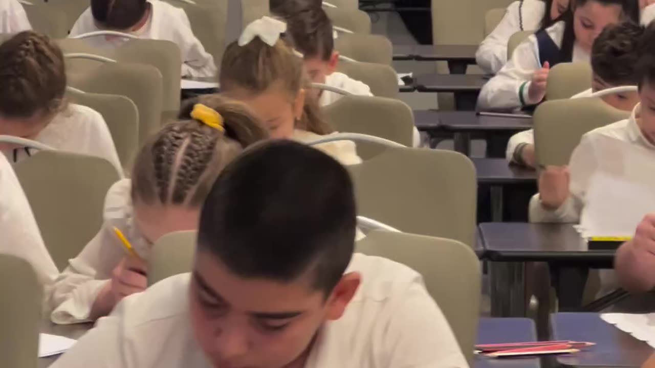 Armenian schoolchildren use mental arithmetic in class.