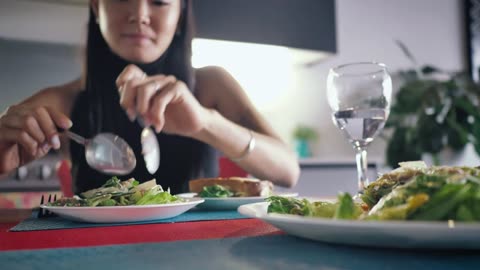 Young woman eating healthy