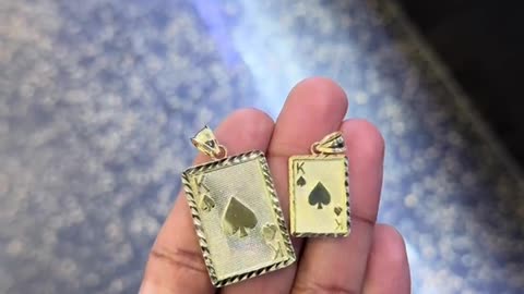 Real Gold His & Her Card Pendants