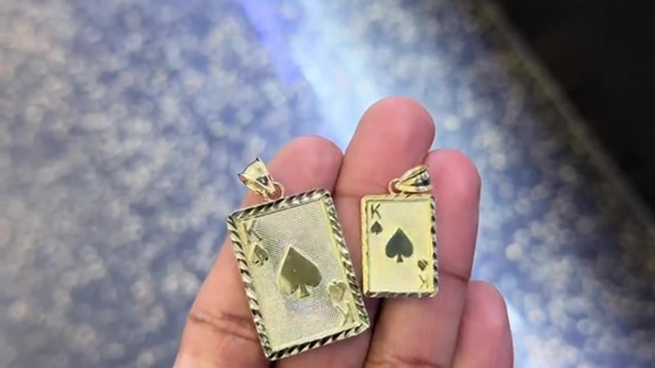 Real Gold His & Her Card Pendants