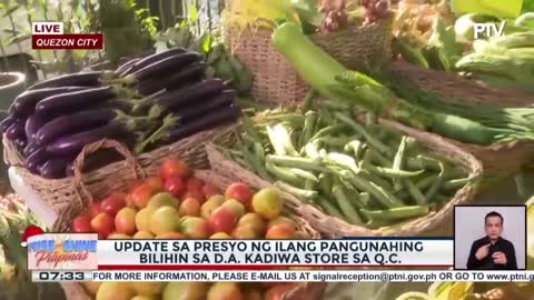 Update sa presyo ng ilang pangunahing bilihin sa D.A. Kadiwa Store sa Q.C