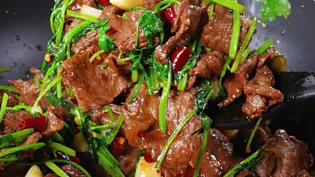 stir-fry beef with coriander