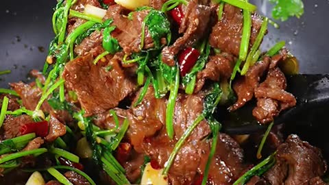 stir-fry beef with coriander