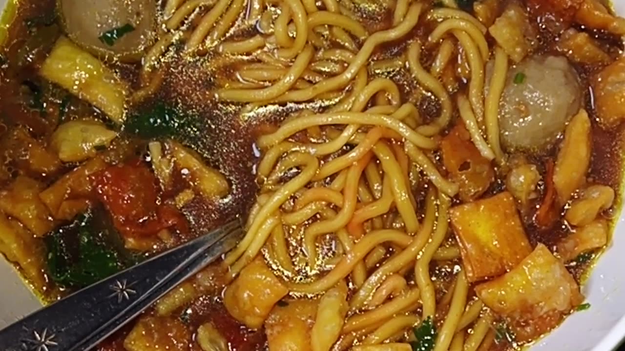 Chicken noodle with meatball