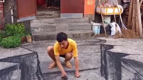 Technique And Talent Drawing 3D On The Street Video !