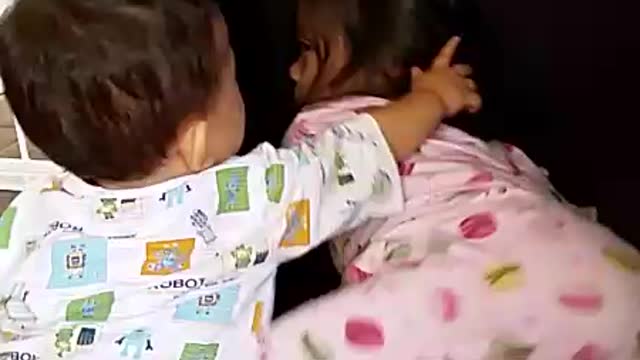 Funny toddler sister tells baby brother she needs space!