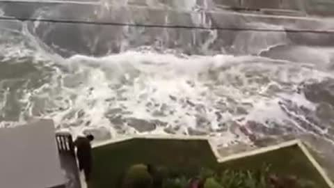 The sea invades the streets in the city of Santos (BRAZIL)