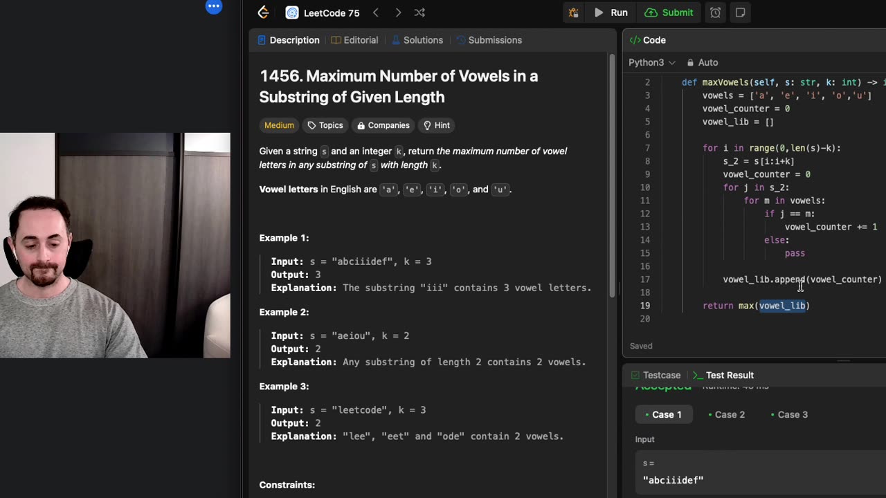 Python Max Number of Vowels in Substring