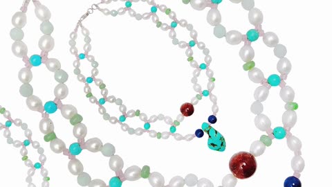 Natural turquoise jasper Amazonite and pearl smooth beads Rose Quartz Copper05