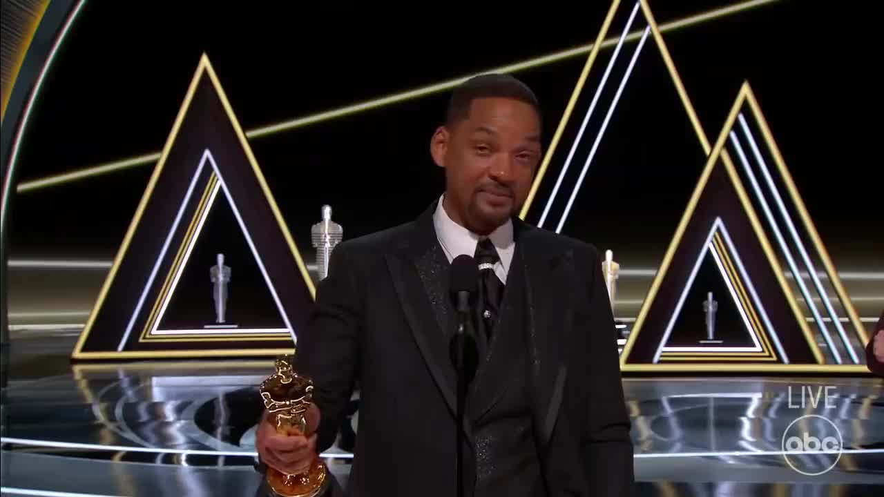 Will Smith emotional reaction to Oscars win and Chris Rock