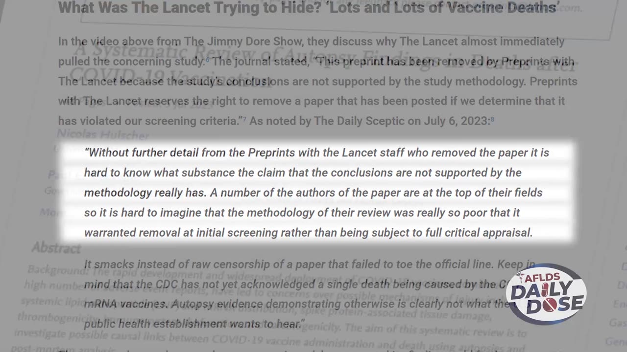 COVID Shot Death Toll A bombshell study that The Lancet pulled