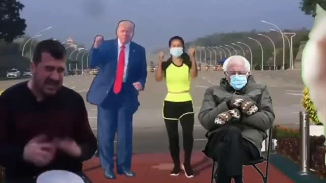 Trump Dancing Bernie Sitting