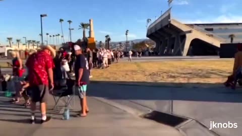 Lines as far as the eyes can see at the Donald Trump Rally in Coachella, California