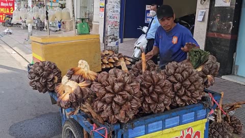 Amazing Giant Brown Fruit! Nipa Palm Fruit Cutting Skills