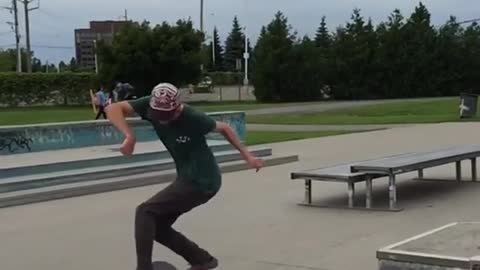 Collab copyright protection - skateboarding jump over rail ankle